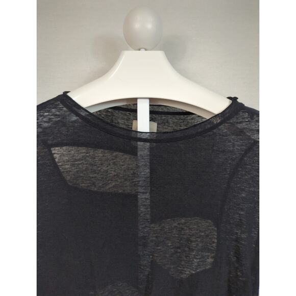 CHASER Linen Cutout Back Long Sleeve Black Top Small - Picture 6 of 9